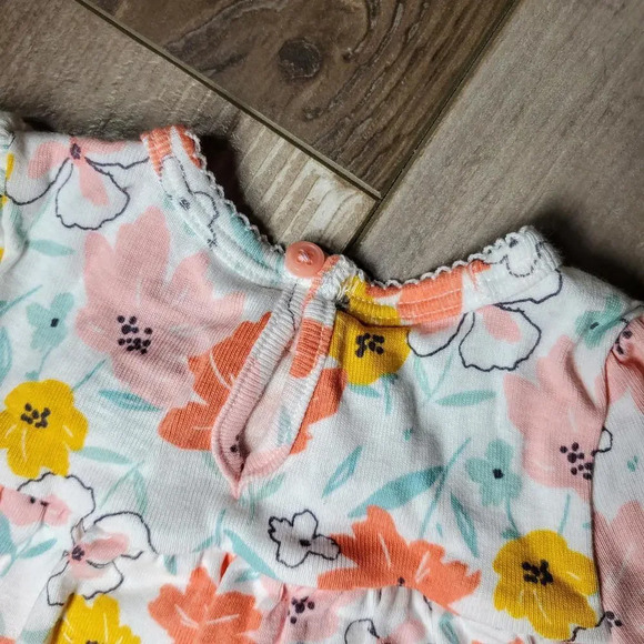 Carter's Child of Mine Coral & Pink Floral 2 in 1 Dress Size 3-6 Months - Picture 9 of 10